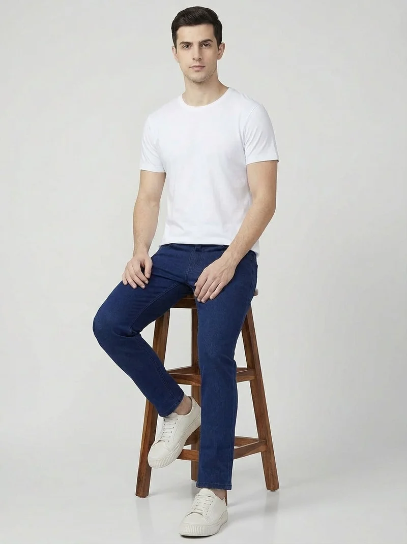 inkd Men's Classic Regular Fit Jeans with 5 Pocket Styling | Mid- Rise | Soft & Stretchable